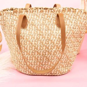Turks and Caicos Straw Beach Bag. Small tote is perfect for beach and travel